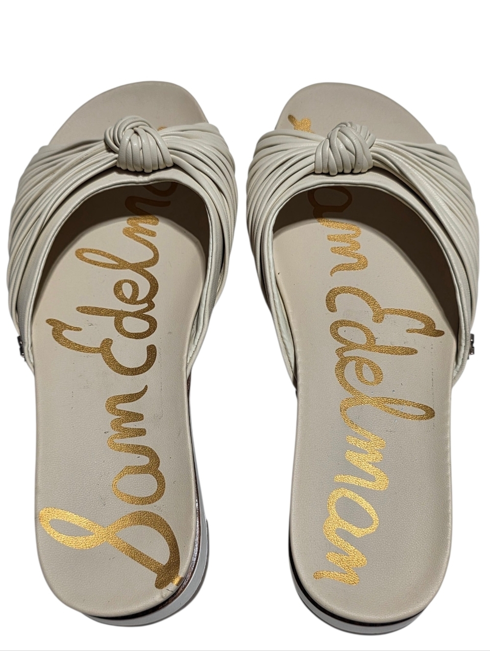 SAM EDELMAN ADRIEL KNOTTED PLATFORM SANDALS CREAM SZ 7.5 - Picture 4 of 12